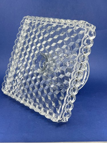 Vintage Fostoria American Clear Square Cake Plate With Rum Well 7"H x 10"W 1960s - Picture 19 of 20