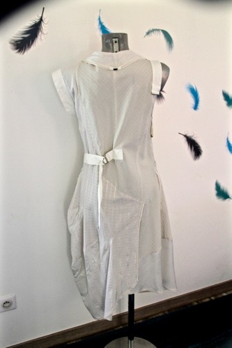 luxueuse robe ivoire viscose coton HIGH USE ex girbaud size 38 fr USA 27 NEUVE - Picture 5 of 7