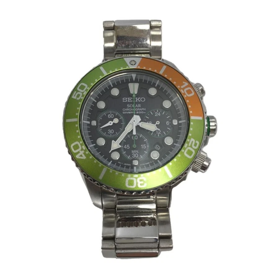 SEIKO Prospex V175-0AD0 Diver Chronograph Watch Orange Green Color