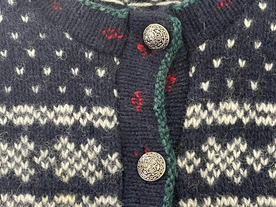 Cárdigan Suéter LL Bean De Colección Lana Abotonada Para Mujer Mediano Hecho en EE. UU. Años 90 Azul Foto 3 de 4