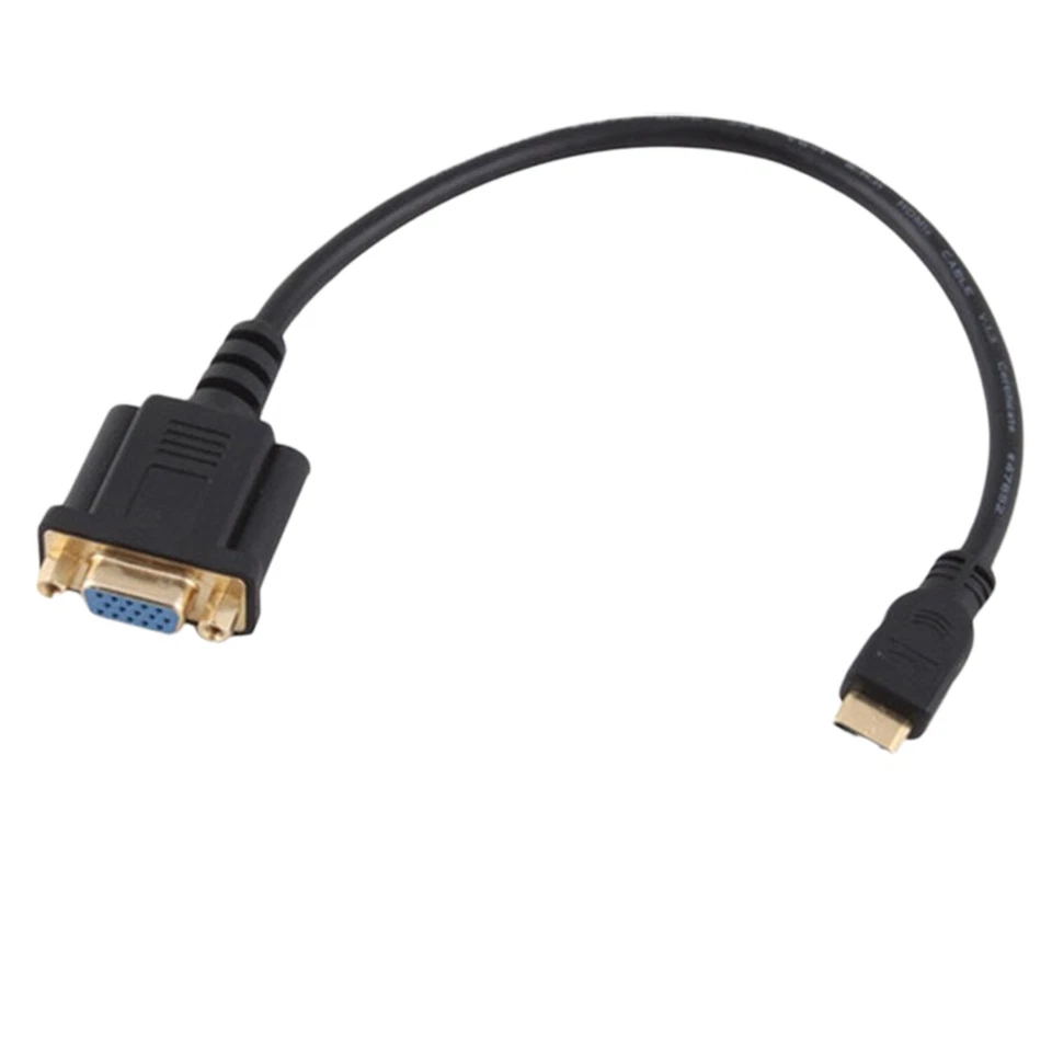 1080P Mini HDMI Male To DB15 VGA 15Pin Female Video AV Adapter Cable HDTV PC 1FT - Image 2 of 4