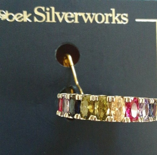Multicolor Ring Cocktail Regenbogen Zirkonia Feinsilber Platte ca. Größe 7 - Bild 5 von 15