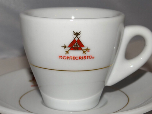 MONTECRISTO White ESPRESSO Demitasse Cups & Saucers Set of 2 - Picture 4 of 12