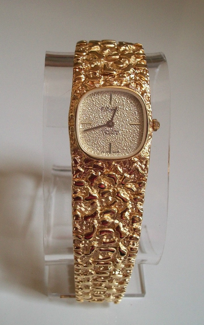 Women\'s Gold Finish Nugget Style Bracelet Fashion Dressy/Casual Watch Geneva Gold or Silver Finish Black, Blue, White, Silver Dial  main image 2