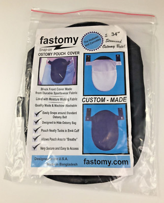Fastomy Black Ostomy Pouch Cover Convatec & Hollister w/ Belt - 34'' Waist