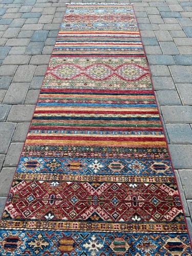 New Handmade Fine Afghan Modern & Tribal Khorjeen Runner, 3x10 - Picture 10 of 18