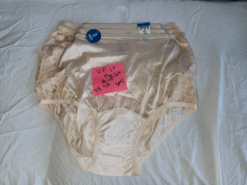 NWT Lot 3 S Vanity Fair Nude Nylon 13011 Brief Underwear P8 Lace Insert Tagless - Picture 3 of 9