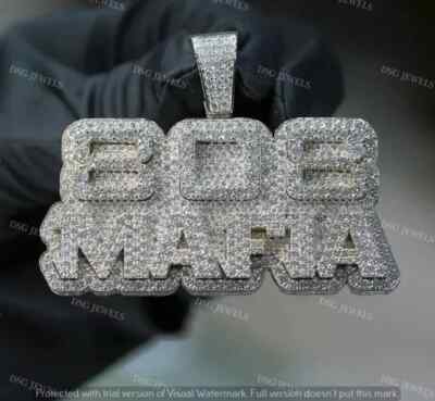 4CT Custom ''808 MAFIA'' Name Pendant Real Moissanite 925 Sterling Silver