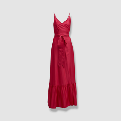 red lace wrap dress Red Velvet Wrap Dress With Lace Sleeves