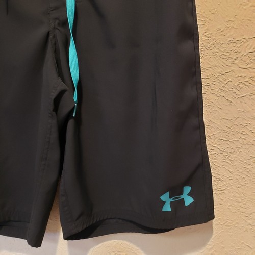 Under Armour Shorts Mens Medium Black Blue Swim Trunks Drawstring Size 28 - Picture 2 of 8