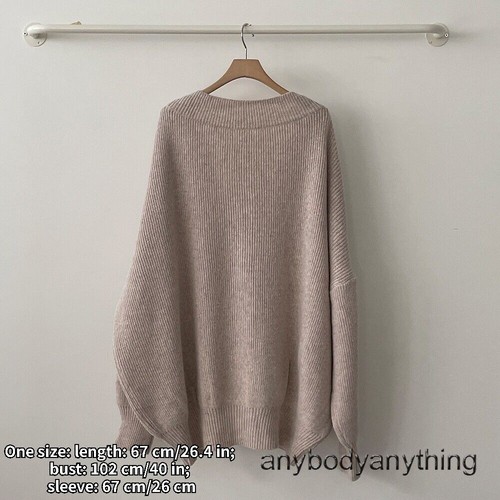 Women Oversized Cardigan Sweater Button Down Lantern Sleeve Knit Coat Knitwear - Bild 10 von 36