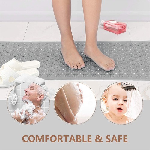 100x40cm/40x16in Non-Slip Extra Long Bath Shower Mat Anti-Mould Machine-Washable - Picture 2 of 17