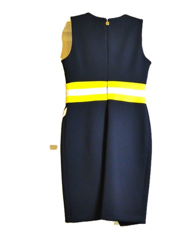 Tommy Hilfiger Dress Size 10 Black Yellow Stripe Sleeveless Pencil Bodycon NWT - Picture 2 of 6