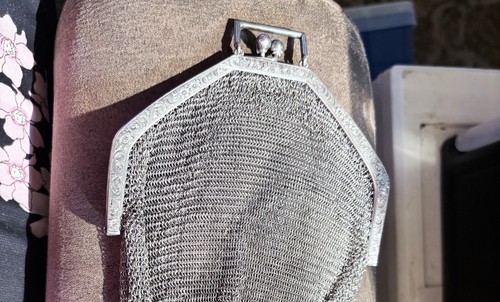 Antique art deco mesh sterling silver purse, 1920's ladies purse 182 grams - Picture 6 of 12