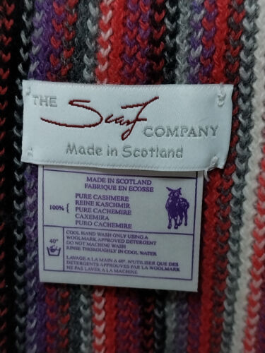 Pure Cashmere Multicolored Fringed Scarf Made In Scotland THE SCARF COMPANY - Picture 3 of 7