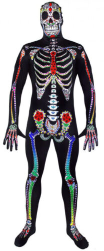 HALLOWEEN SKIN SUIT ADULT MENS FANCY DRESS COSTUME SKELETON ZOMBIE SKINSUIT - Picture 7 of 11