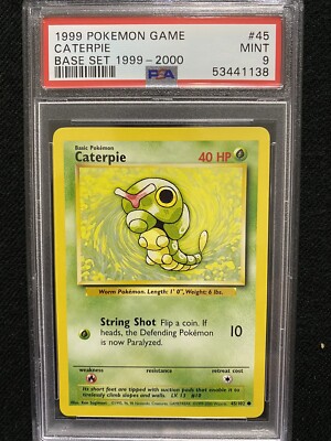 1999-2000 Pokemon Base Set 4th Print Caterpie 45/102 PSA 9 Mint | eBay