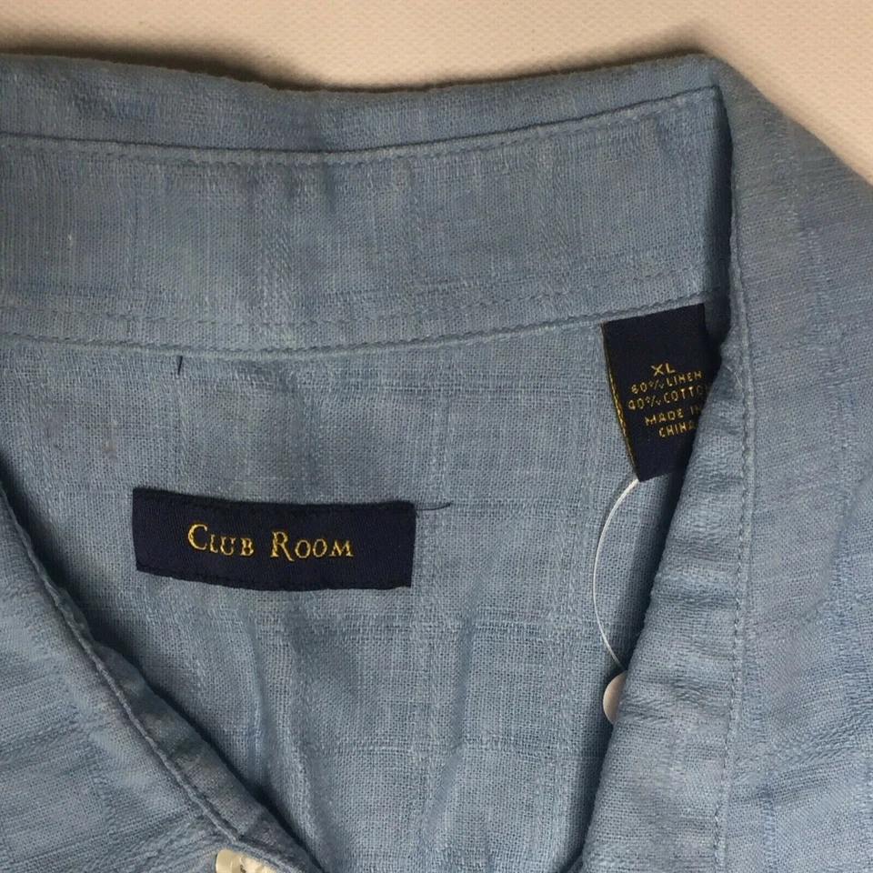 Club Room Mens Button Up Short Sleeve Collared Shirt Light Blue Size XL - Image 4 of 4