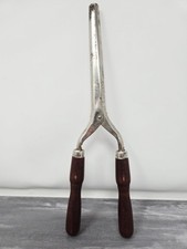 Vintage Hair Curler Crimper Curling Iron Green Wood Handle Styling Tool