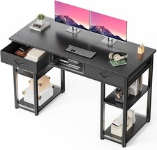 DUMOS 48" Small Computer Desk w/ Drawers  Shelf   Home Office Black