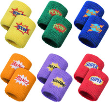24 Pieces Sports Wristbands Colorful Wrist Sweatbands Terry Cloth Wristbands wit