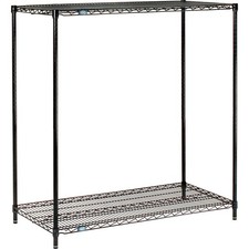 Nexel Black Epoxy 2 Tier Wire Shelving Starter Unit 72"W x 24"D x 34"H