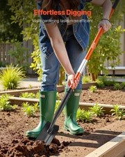 Heavy-Duty Trench Shovel with 4-Inch Blade, Durable Fiberglass Handle & Non-Slip
