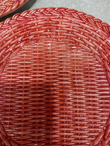 Les Ottomans Burgundy Pink Wicker Design Side Plates x4 Decorative 8.5" 21cm - Picture 14 of 20