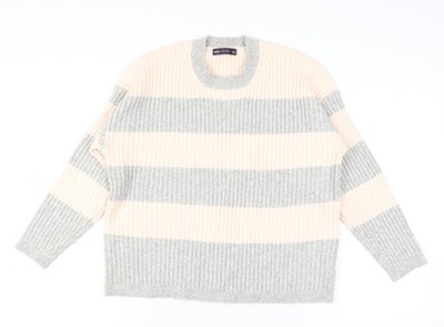 Marks and Spencer Damen Strickpullover Pullover Grau Mix Gestreift L