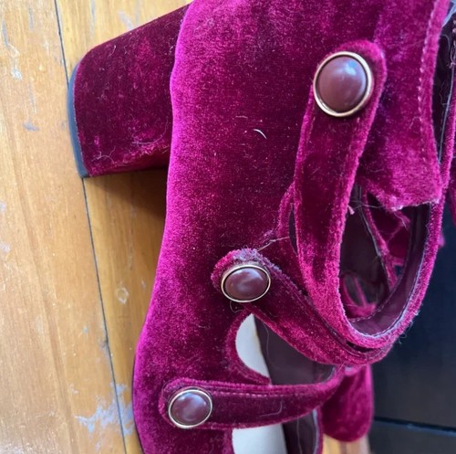 Bella Vita Schuhe rot Samt klobiger Absatz Größe 9,5 US  - Bild 4 von 6