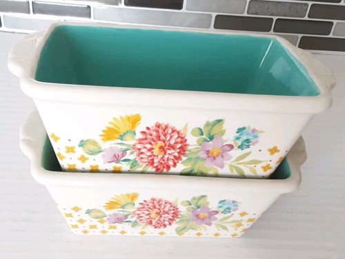 Pioneer Woman Set of 2 Ceramic Mini Loaf Bread Pans - Picture 7 of 8
