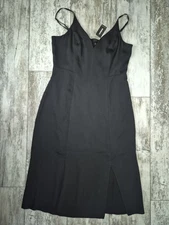 Express Chiffon Black Midi Slip Sheath Dress,  lined size Med NWT $69.95