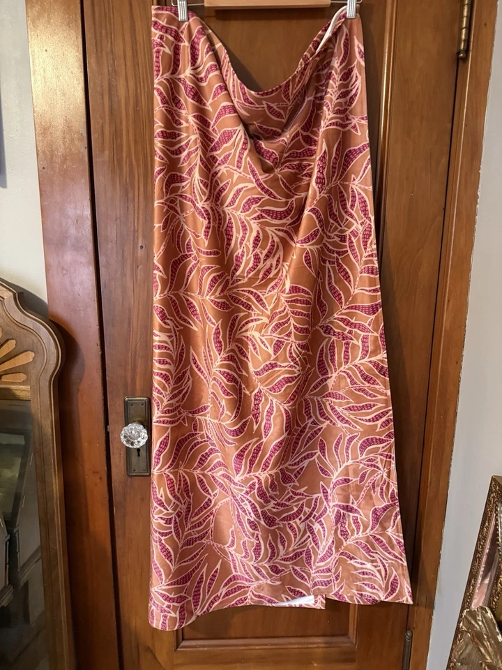 Panel Cortina Terciopelo Anthropologie Keli 96x50 Naranja Oscuro con Hoja Rosa Floral Foto 3 de 4