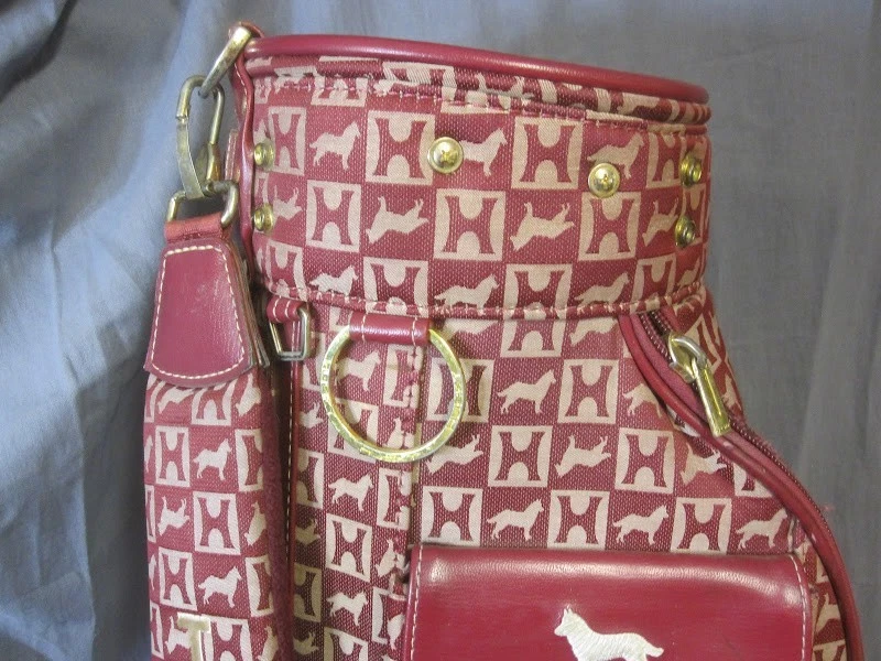 Vintage Husky New York 34" Golf Bag Red & Gold with Logos & Rain Cover - Image 2 of 4