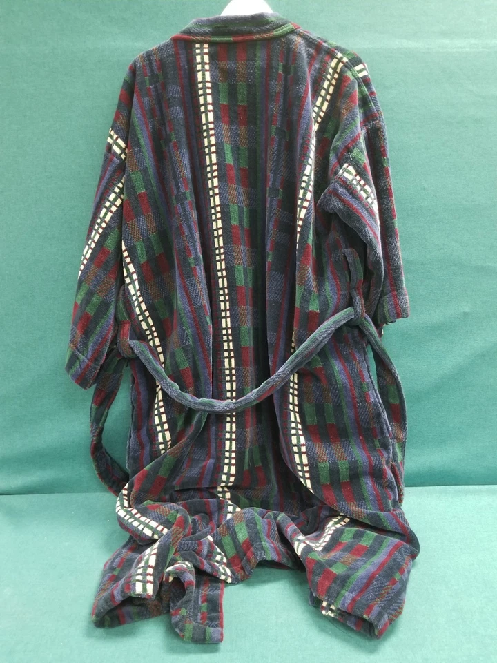 Antigo Roupão de Banho Puritano Masculino Estampado Azul Marinho Algodão Tamanho Único Compatível com Todos - Imagem 2 de 4