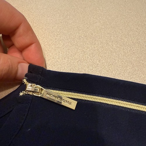 New With Tags!! Michael Kors Navy Blouse Women’s Lg Gold Zippers RN# 111818 - Picture 6 of 15