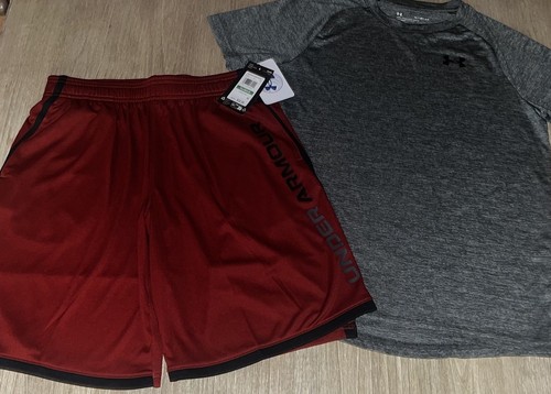 UNDER ARMOUR UA Tech 2.0 T SHIRT & STUNT 3.0 SHORTS NEW Boy’s L 14/16 - Picture 4 of 10
