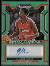 Charlie Moore 2022 Panini Prizm Draft Picks College Penmanship Prizms Green Auto