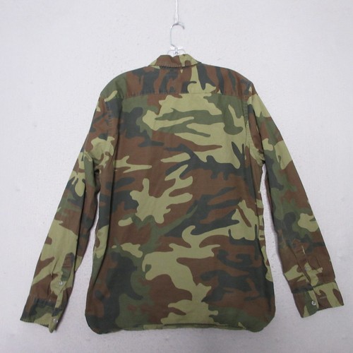Levis Shirt Men Large Green Camouflage Button Up Supima Cotton Streetwear Grunge - Picture 2 of 10