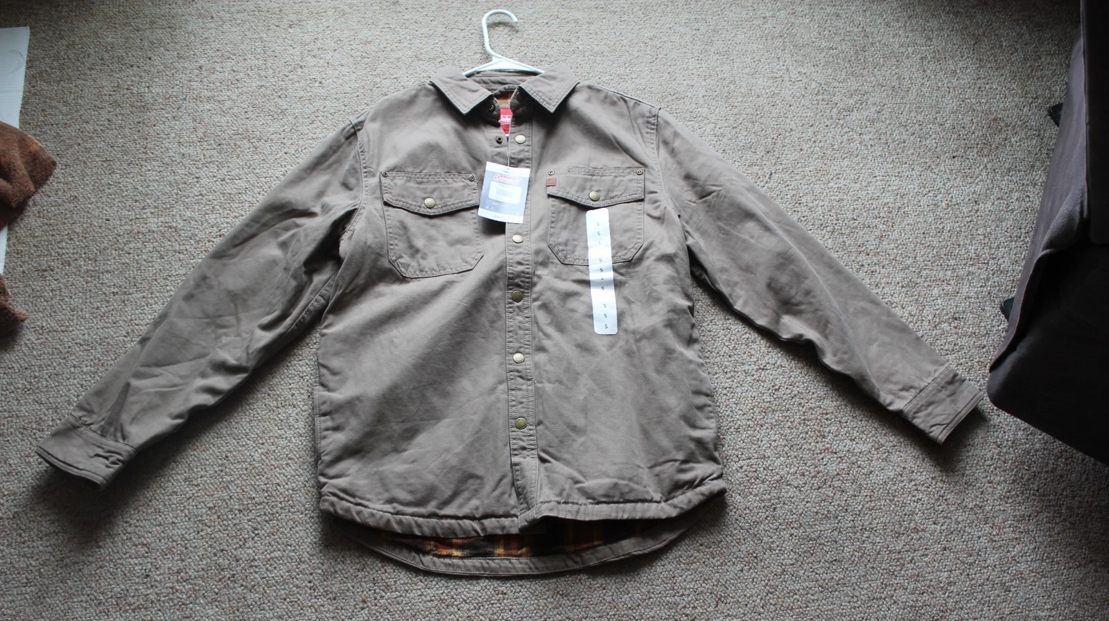 Coleman Men's Fleece Lined Driftwood Canvas Shirt Jacket Size S Tear Resistant