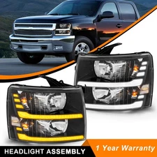 For 2007-2014 Chevy Silverado 1500 2500HD 3500HD LED DRL Headlights Black
