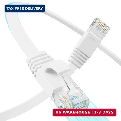 Cat 6 Flat Ethernet Cable 100 FT, UTP 10Gbps High-Speed Cat6 Ethernet Cable, Pur