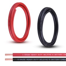 6 Gauge Battery Cable, 5ft Red 5ft Black 6 Awg Pure Copper Wire Welding Cable