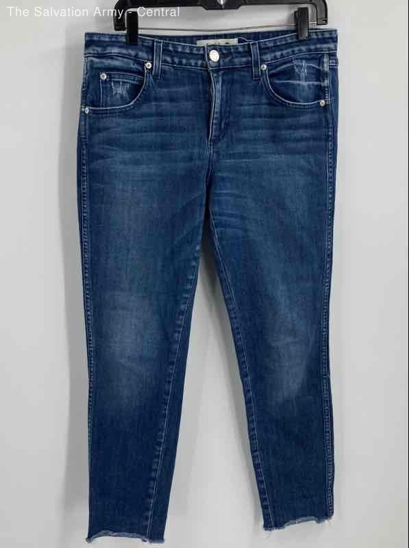 Amo Womens Blue Medium Wash 5-Pocket Design Denim Cropped Jeans Size 30