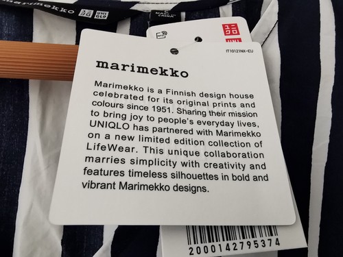 BNWT Uniqlo x Marimekko Navy Striped Cotton Oversized Maxi Dress Size Large *NEW - Picture 4 of 11