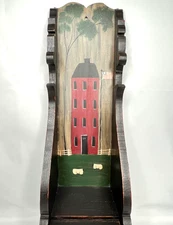 Wall Shelf Saltbox Americana Farmhouse Oak Drawer Primitive Hand-Painted, 23.5"