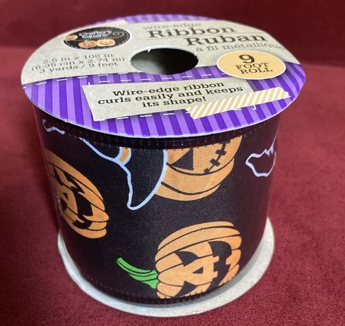 Halloween Wire-Edged Ribbon Lot Of 3 2.5" X 9' & Sparkle Mesh Lot Of 2 NEW - Picture 4 of 6