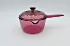 Vintage Corning Ware Visions Cranberry Sauce Pan Lid Spout 1 Liter Pyrex Cover