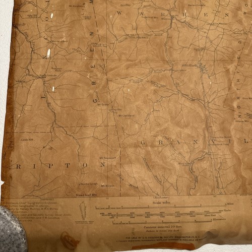 1919 Lincoln Mountain Vermont VT 1:625 MAP Antique Rare Geological Survey - Picture 2 of 16