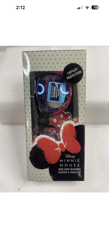 Disney Minnie Mouse Blue Light Block Computer Glasses Eye Protection W/Pouch